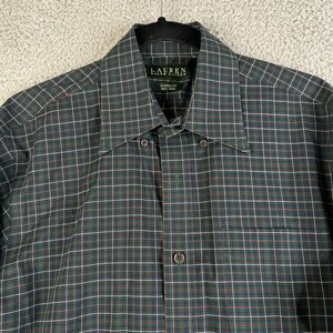 Lauren Ralph Lauren Green Label Dress Shirt Men 15.5-34/35 Plaid Green Non Iron